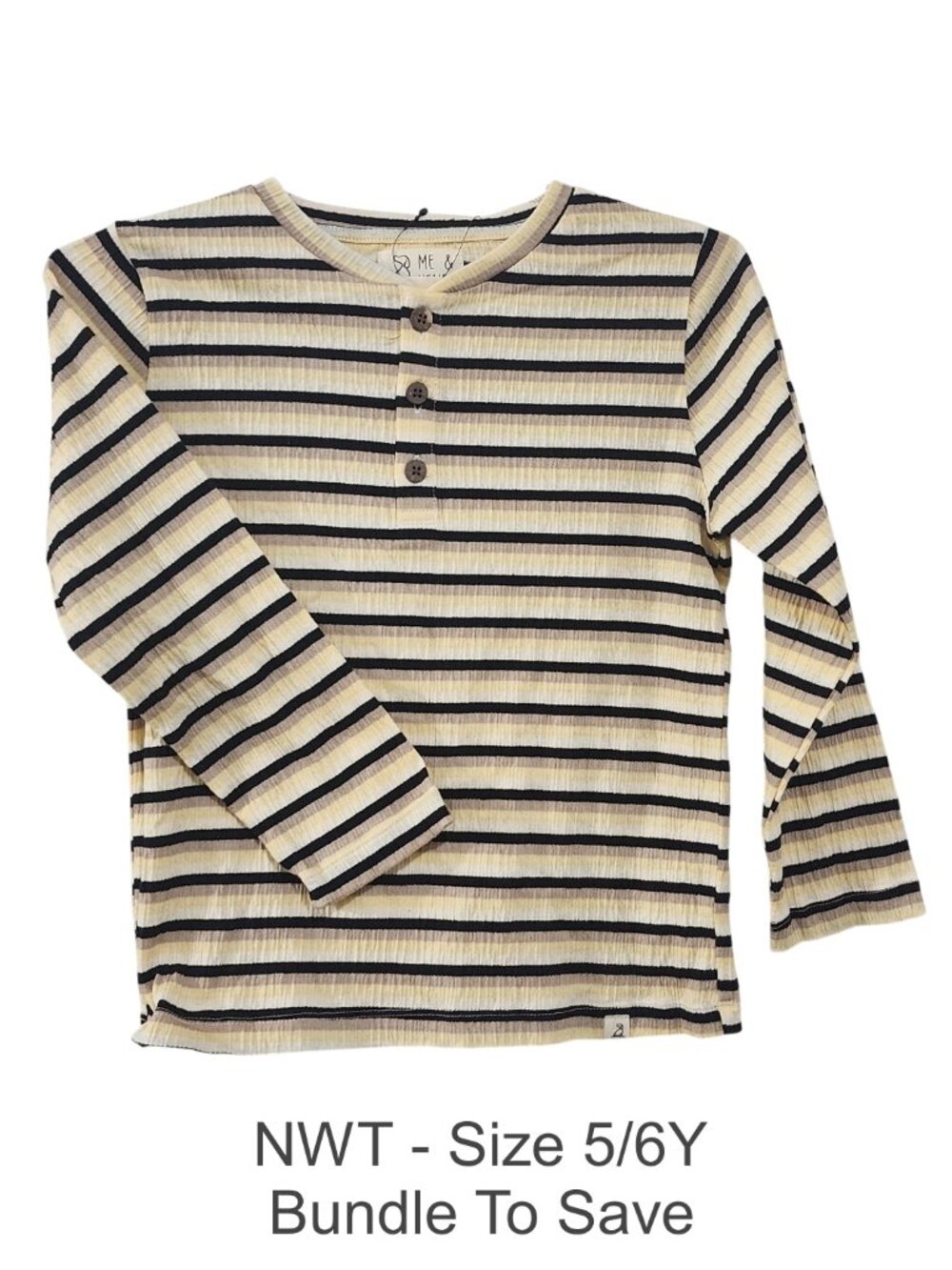 Me & Henry Henley Multi-colors Striped Shirt Long Sleeve Tee Boys size 5/6y